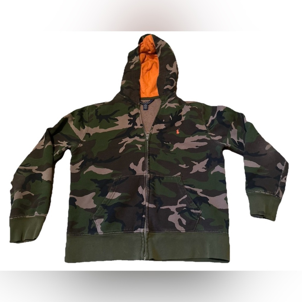 Polo Camouflage Hoodie with Orange Lining
